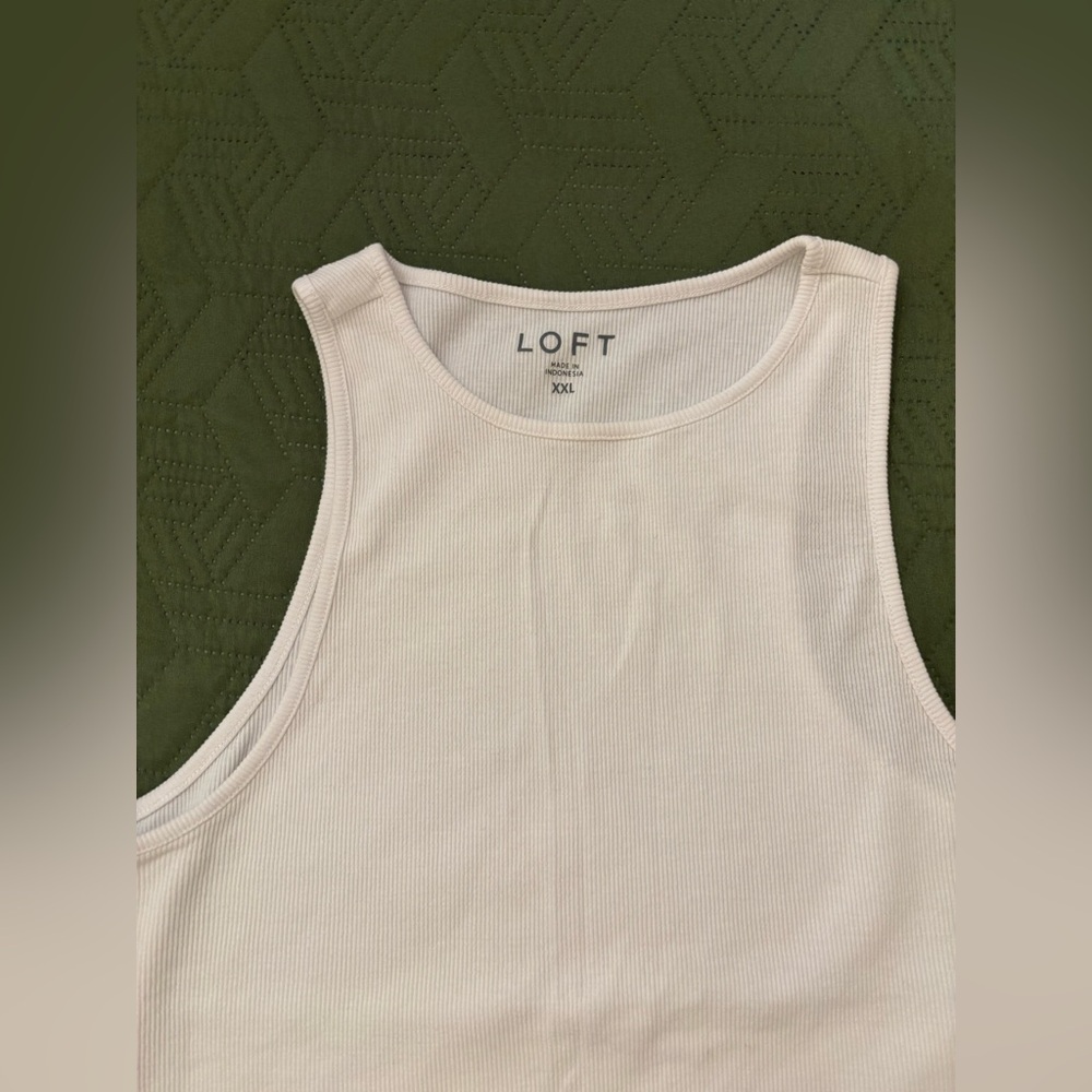 LOFT Cream Ribbed Tank Top - Picture 3 of 4